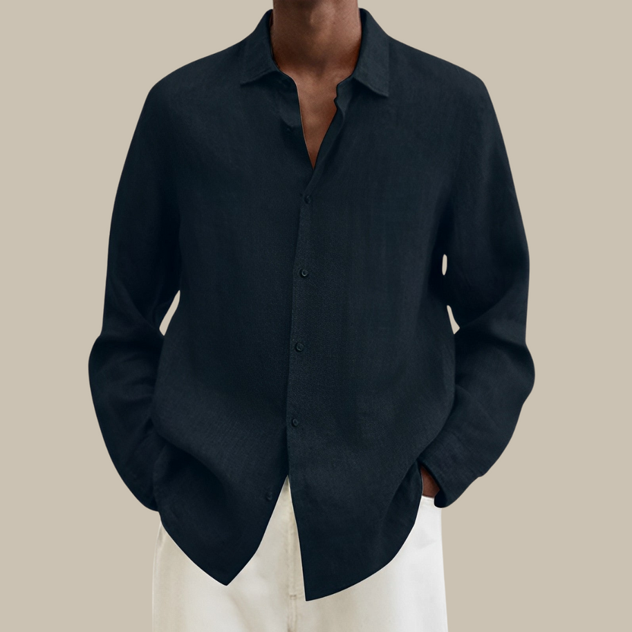 WW | Stilvolles Leinen Herrenhemd Mit Langen Ärmeln