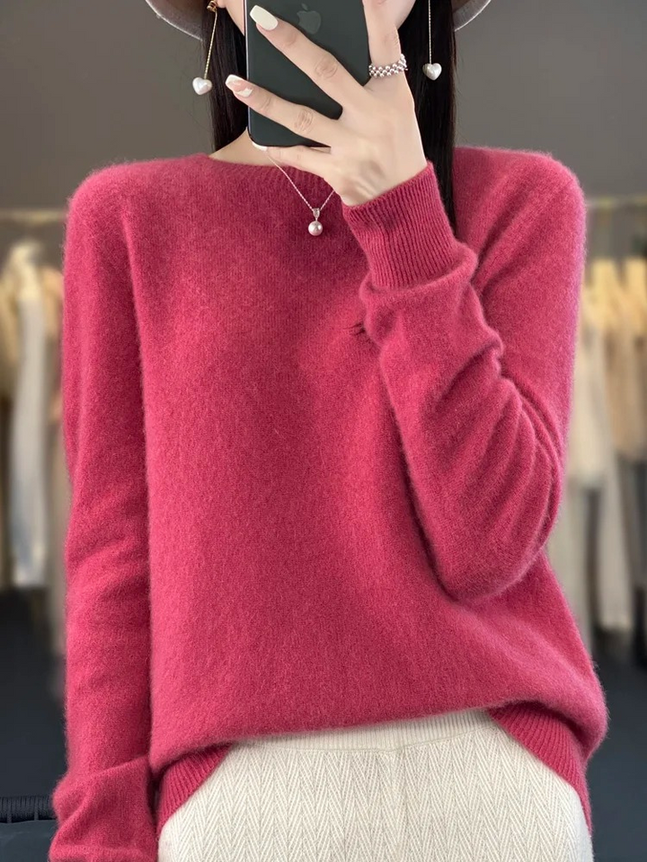 W&W Mode | Pullover Damen Runder Ausschnitt Weicher und Eleganter Strickpullover