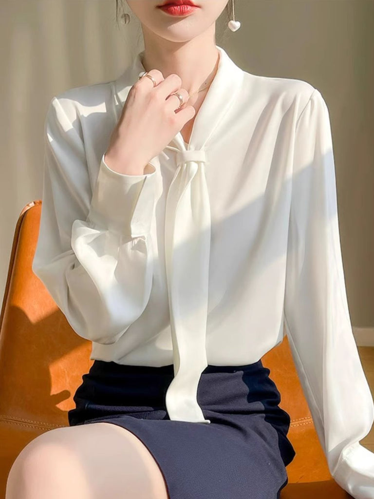 WW | Elegantes Langarmshirt mit Fließendem Kragen