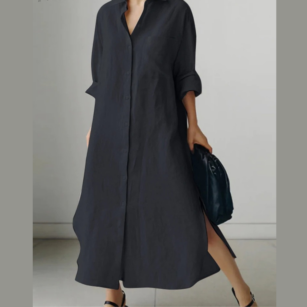 WW | Schwarze Schlanke Leichte Blusenkleid
