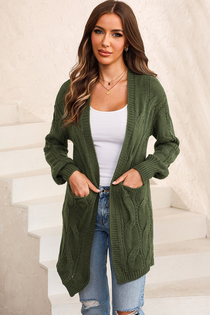 WW | Offene Kabelstrick Split Strickjacke
