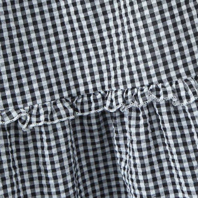 W&W Mode | Gestuftes Gingham-Midirock mit Rüschendetail