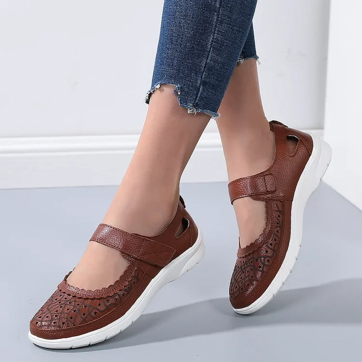 Damen Komfort-Loafer aus weißem Leder mit orthopädischer Unterstützung