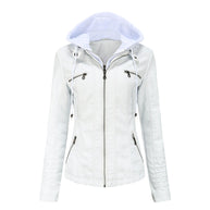 WW | Lederjacke mit Kapuze