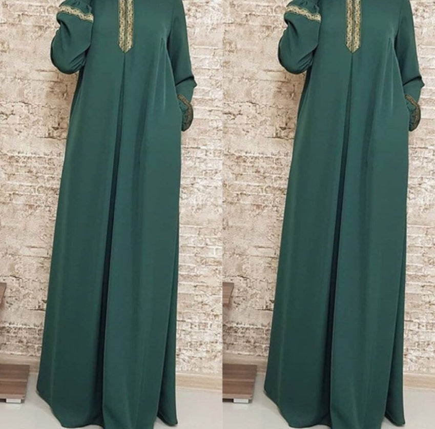 WW | Plus Size Bedrucktes Abaya Jilbab Muslim Maxi Kleid