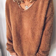 WW - V-Ausschnitt Kuscheliger Plüsch-Pullover