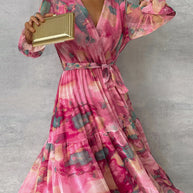 WW | Elegantes Kleid mit Print und Plissiertem Rock