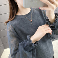 Damen Pullover mit transparenten, voluminösen Ärmeln WW