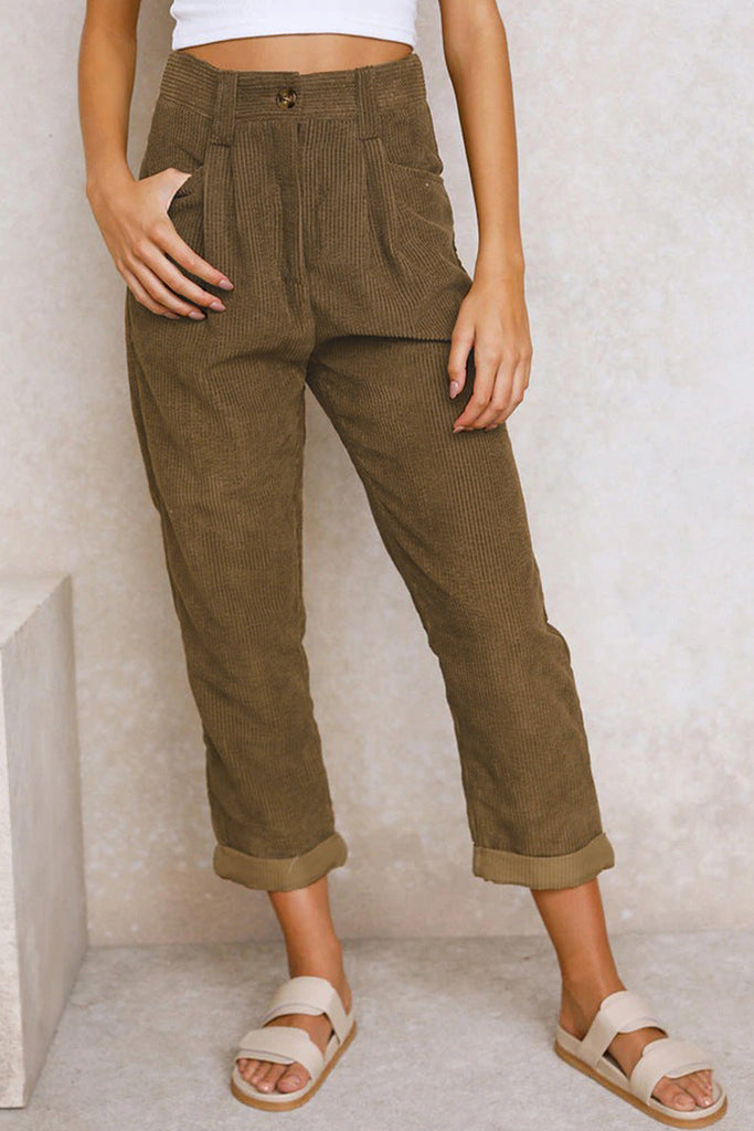 WW | Damen Corduroy Lockere Gerade Hose
