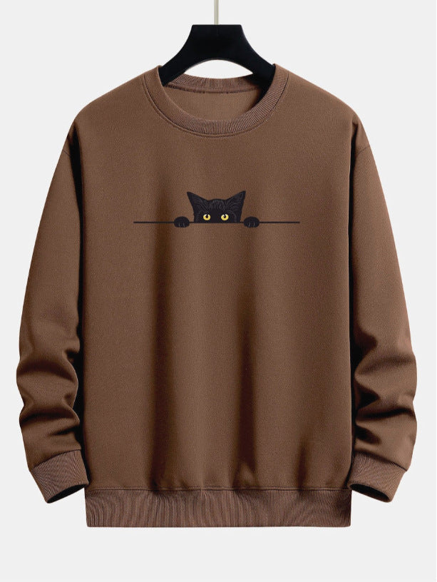 W&W Mode | Relax Fit Sweatshirt Mit Schwarzem Katzenprint