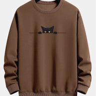 WW | Relax Fit Sweatshirt Mit Schwarzem Katzenprint