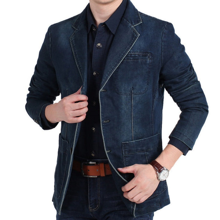 W&W Mode | Herren Denim Baumwolle Blazerjacke