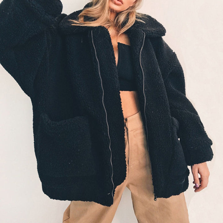 W&W Mode | Damen Fleece Sweatshirt Mit Breitem Kragen