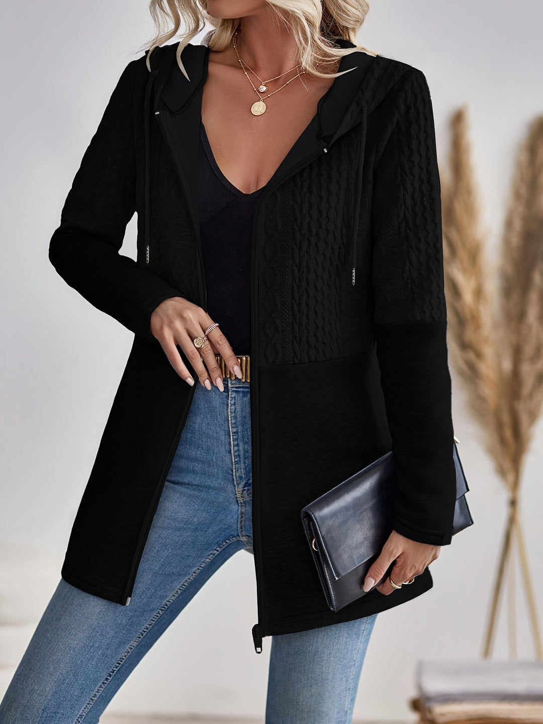 W&W Mode | Damen Kapuzen Sweatshirt mit Reißverschluss