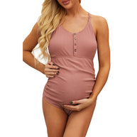 Damen Umstands-Badeanzug mit Knopfdetails WW