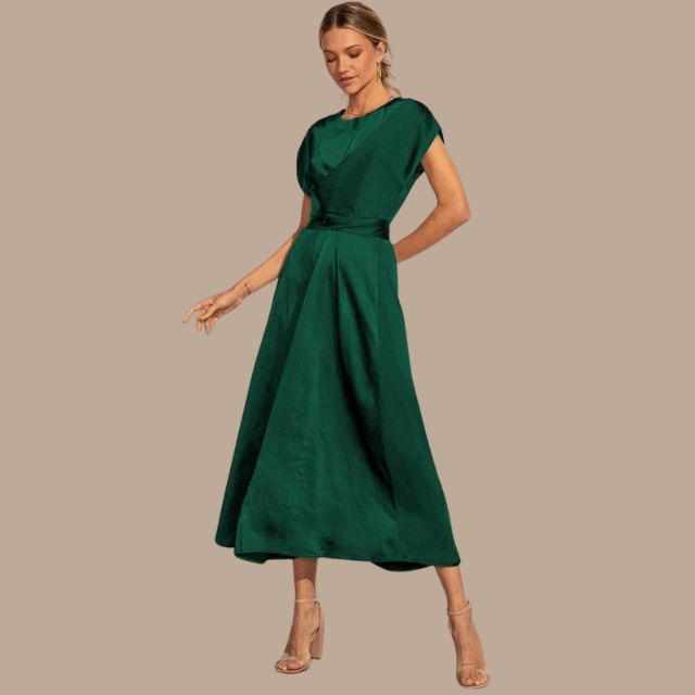 WW | Wickel-Midikleid mit Kappenärmeln