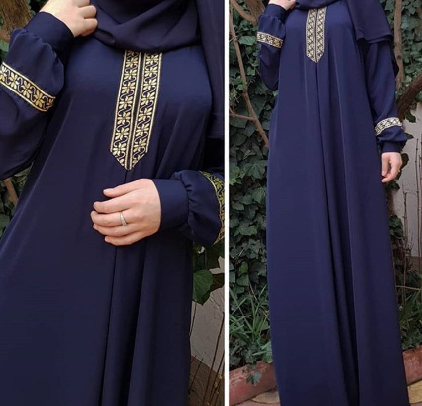 WW | Plus Size Bedrucktes Abaya Jilbab Muslim Maxi Kleid