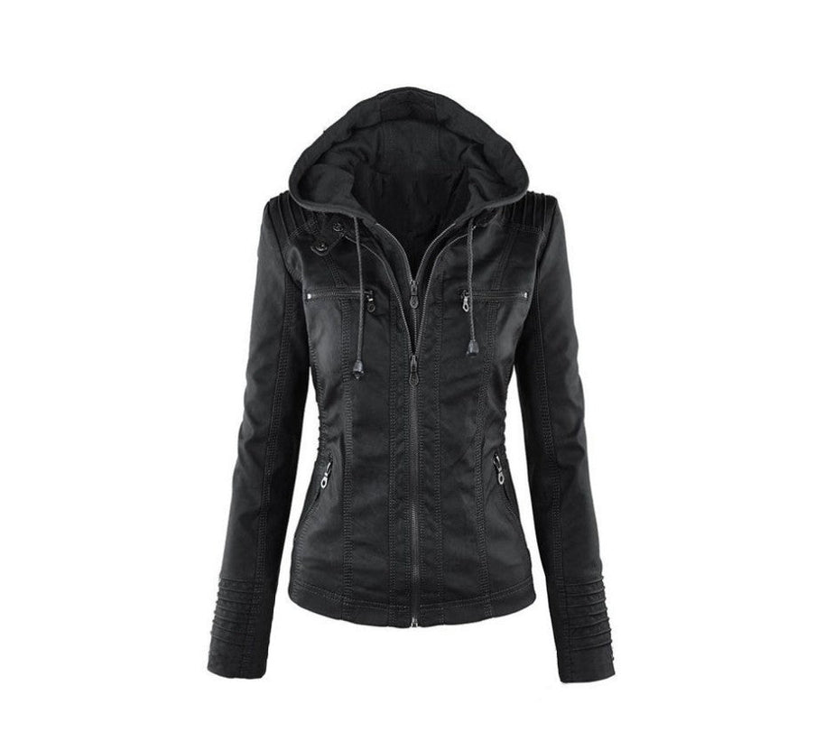 WW | Damen Lederjacke Mit Kapuze