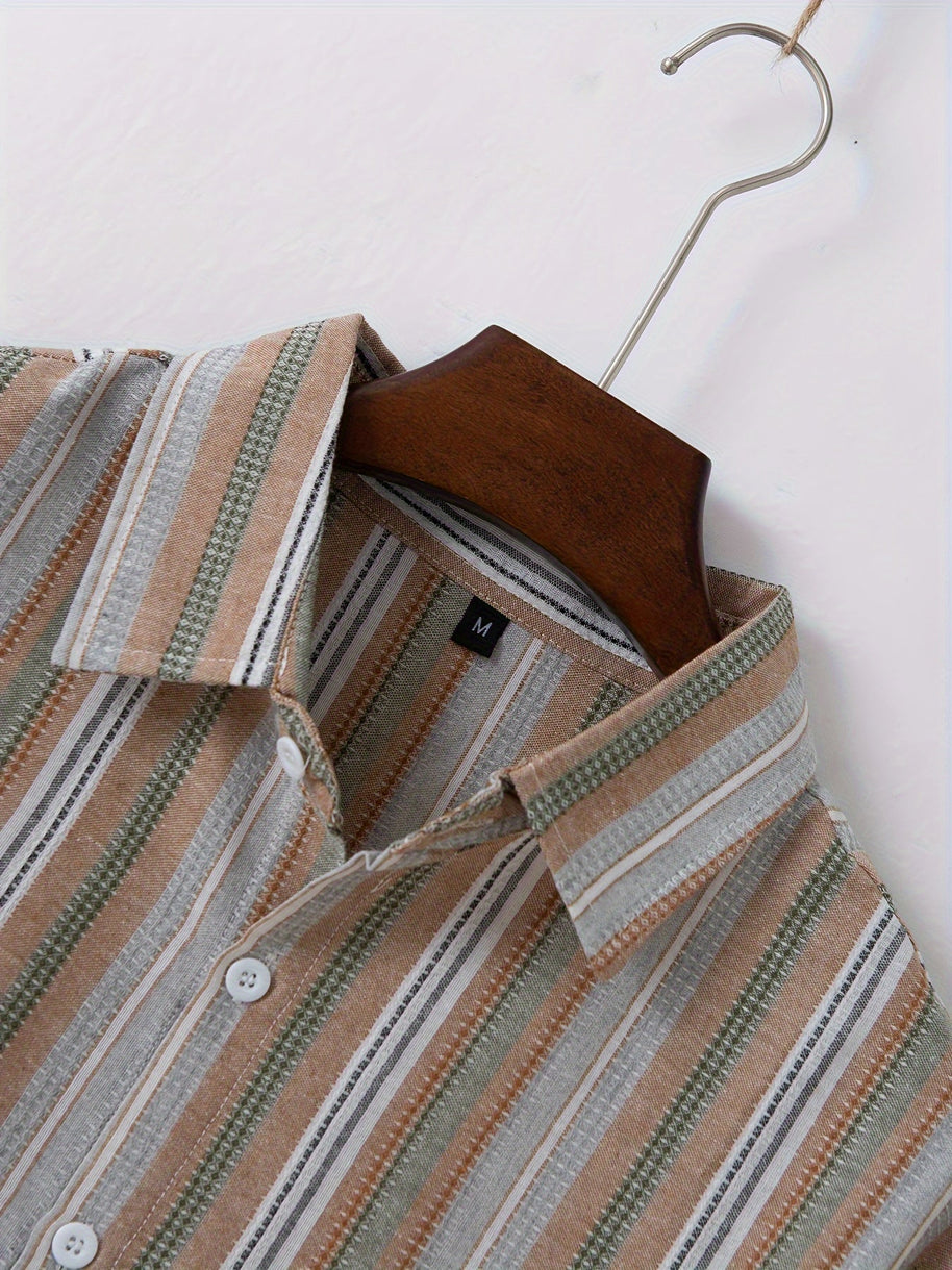 WW | Gestreiftes Baumwoll Leinen Herrenhemd für entspannte Looks