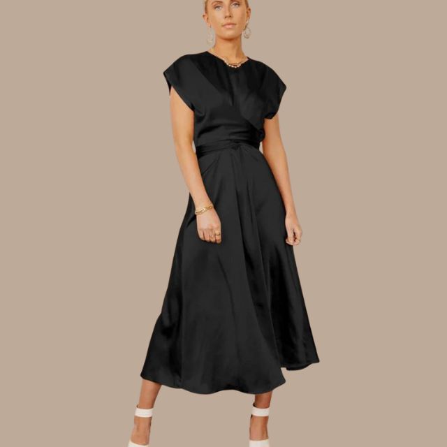 WW | Wickel-Midikleid mit Kappenärmeln