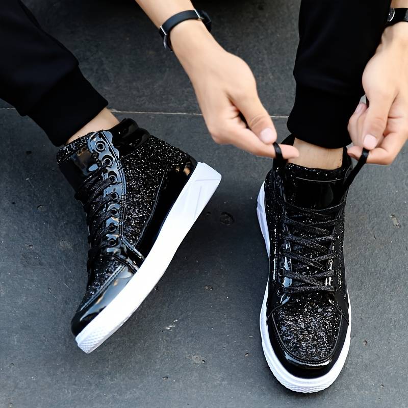 W&W Mode | Herren Basket Schuhe mit Glänzendem Effekt