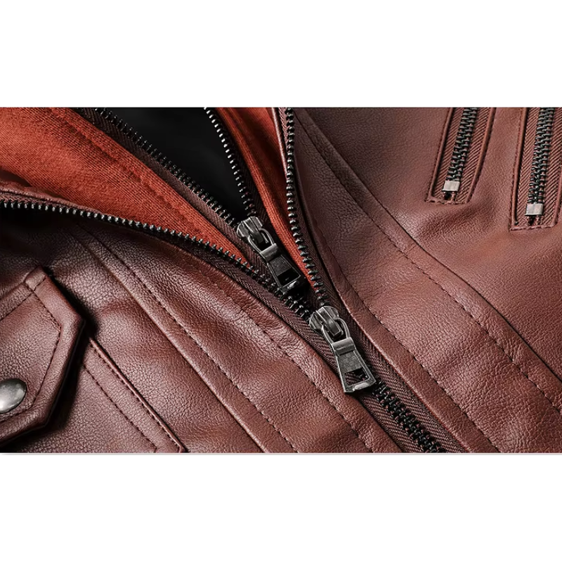 WW | Lederjacke Herren Mit Reißverschluss, Klassische Jacke Aus Echtleder