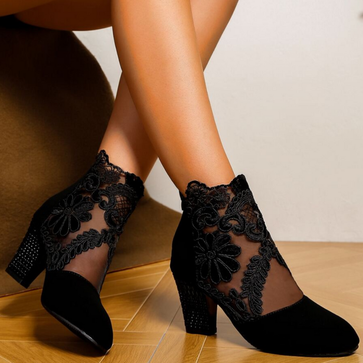 W&W Mode | Bestickte High-Heel-Stiefel - Trendy Footwear