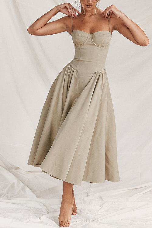 WW | Rosiedress Spaghetti-Träger Pocketed Korsett Swing Midi Kleid