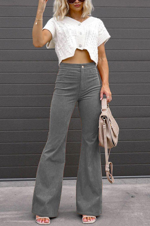 WW | Rosiedress Ein-Knopf-Baumwollcord-Flare-Hose mit Taschen
