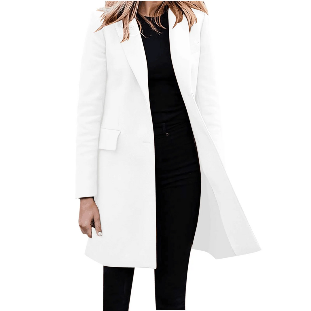 W&W Mode | Damen Slim Fit Mantel Jacke, Ein Knopf Wolle Mix Lange Jacke