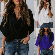 WW | Luftige Bluse Mit Wasserfallausschnitt