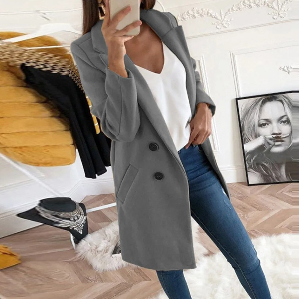 WW | Chic Trenchcoat Damen mit Tailliertem Silhouette und Knopfverschluss