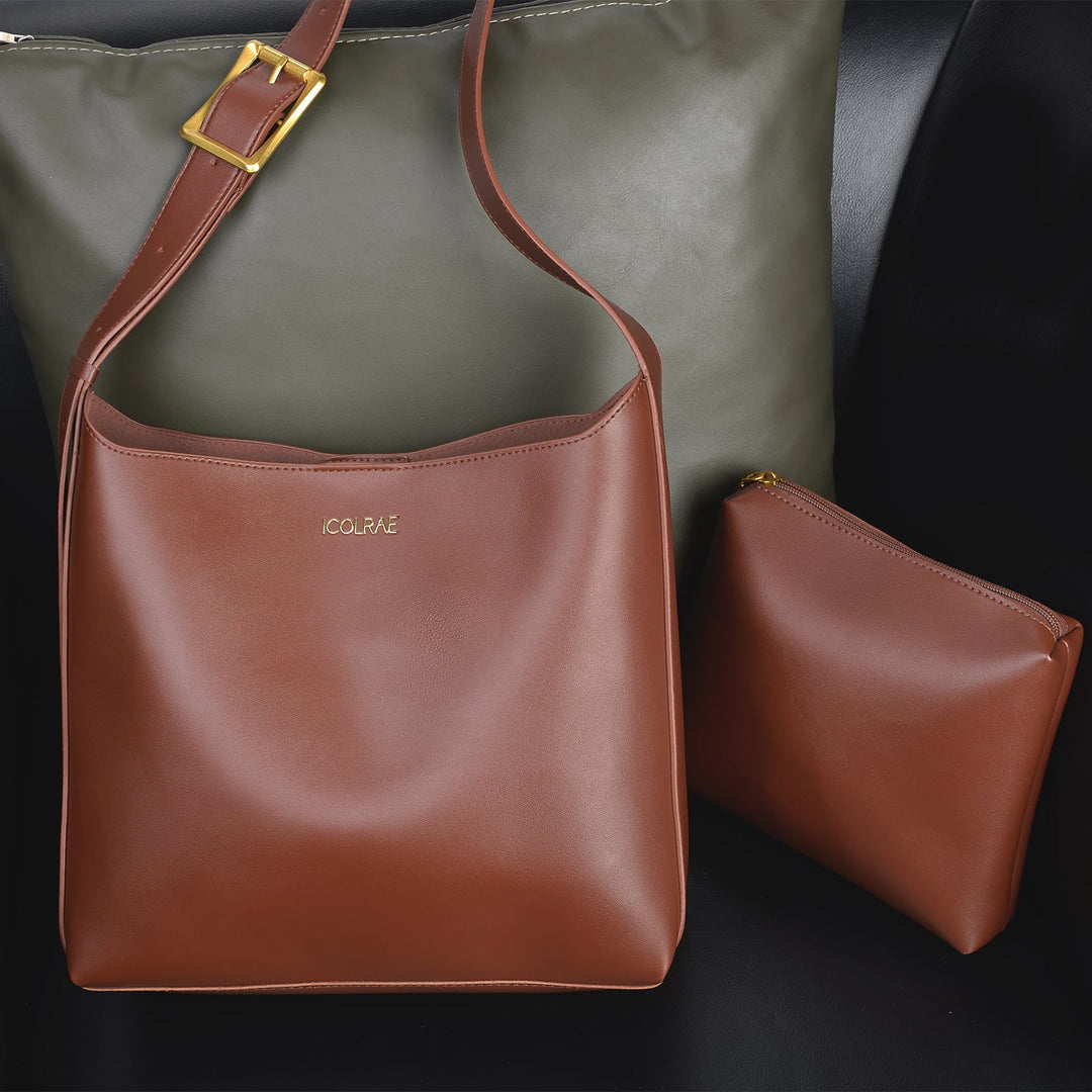 W&W Mode | Stilvolle Robuste Braune Geprägte Brusttasche
