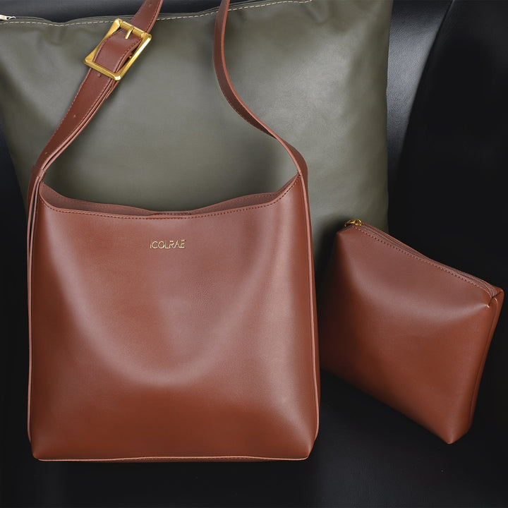 W&W Mode | Stilvolle Robuste Braune Geprägte Brusttasche