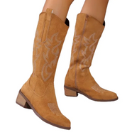 WW | Wildleder Western Stiefel mit Bestickten Details Cowboy Stiefel Damen