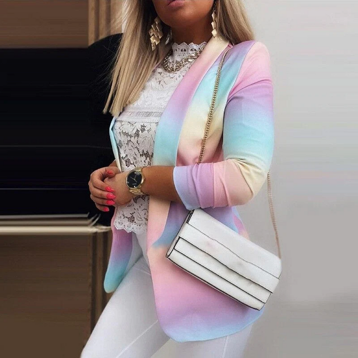 W&W Mode | Damen Ombre Offene Front Blazer, Lange Ärmel, Lässige Passform