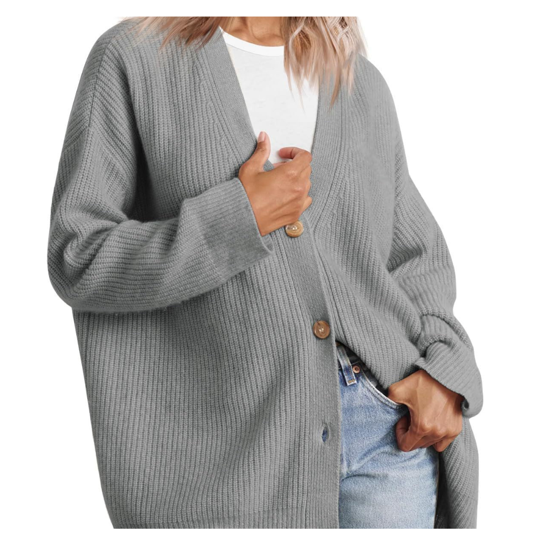 WW | Schicke Übergroße Strickjacke Mit Knöpfen Für Damen