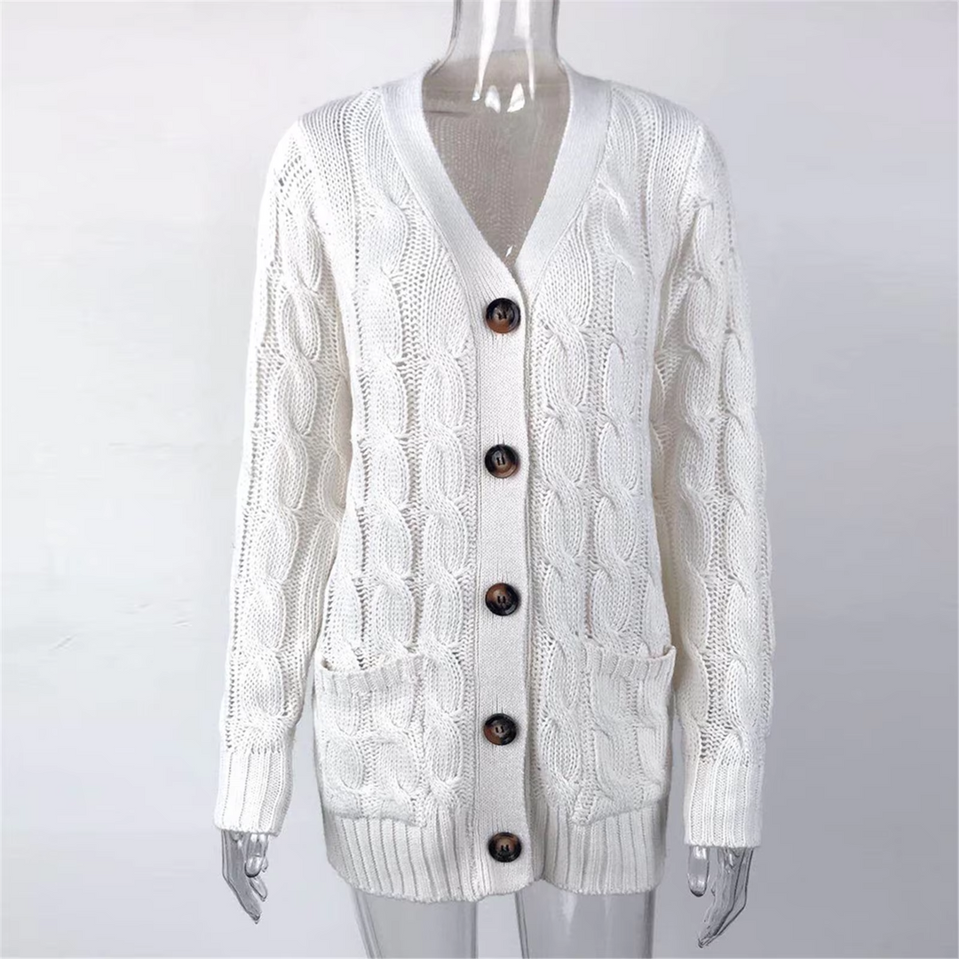 W&W Mode | Stylische Lange Strickjacke Für Damen Mit Knopfleiste