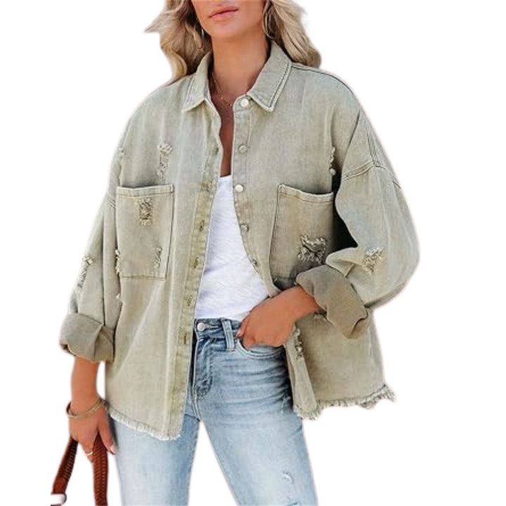 W&W Mode | Casual Oversized Denimjacke mit Used-Look