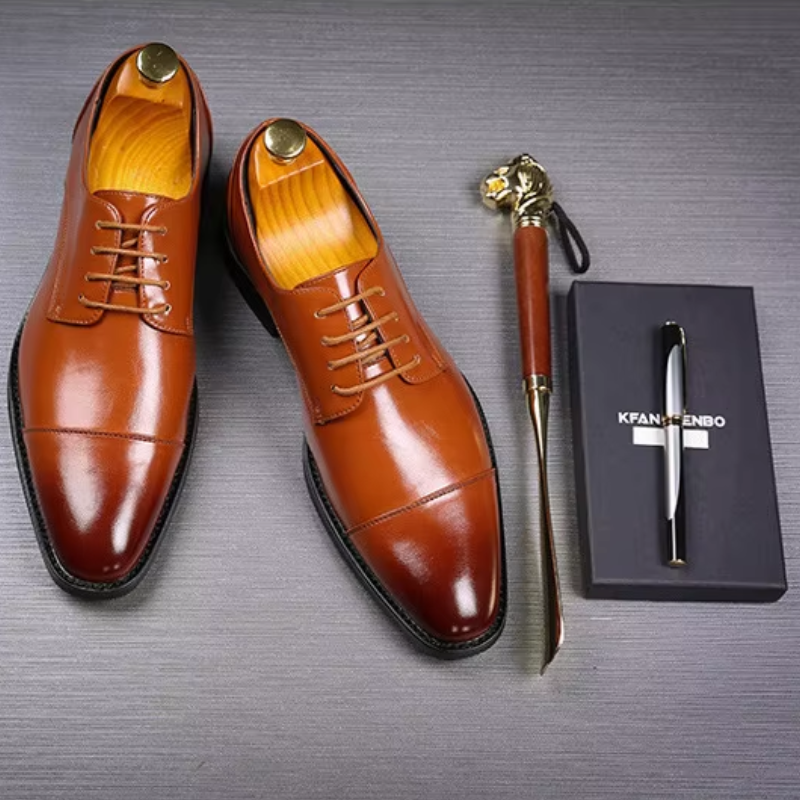 WW | Luxuriöse Leder Herrenschuhe Mit Schnürung Und Polierter Oberfläche