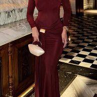 WW | Rosiedress Off Shoulder Knoten Front Bodycon Maxi Party Kleid