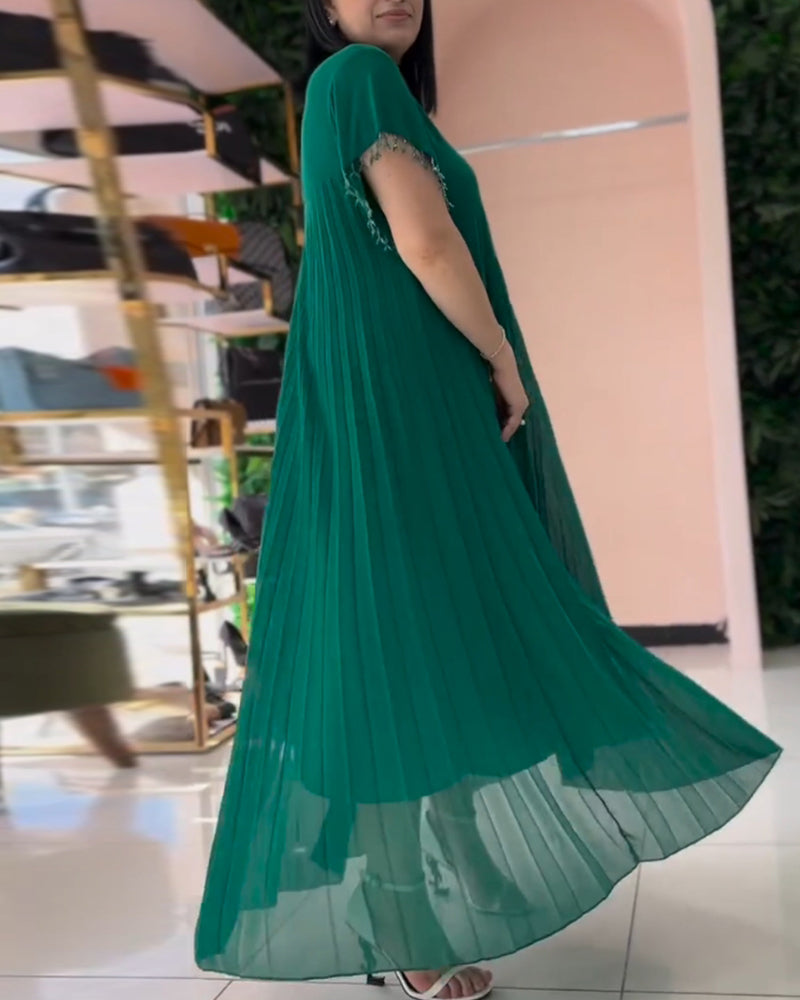 WW | Kleid mit Kurzen Ärmeln und Falten