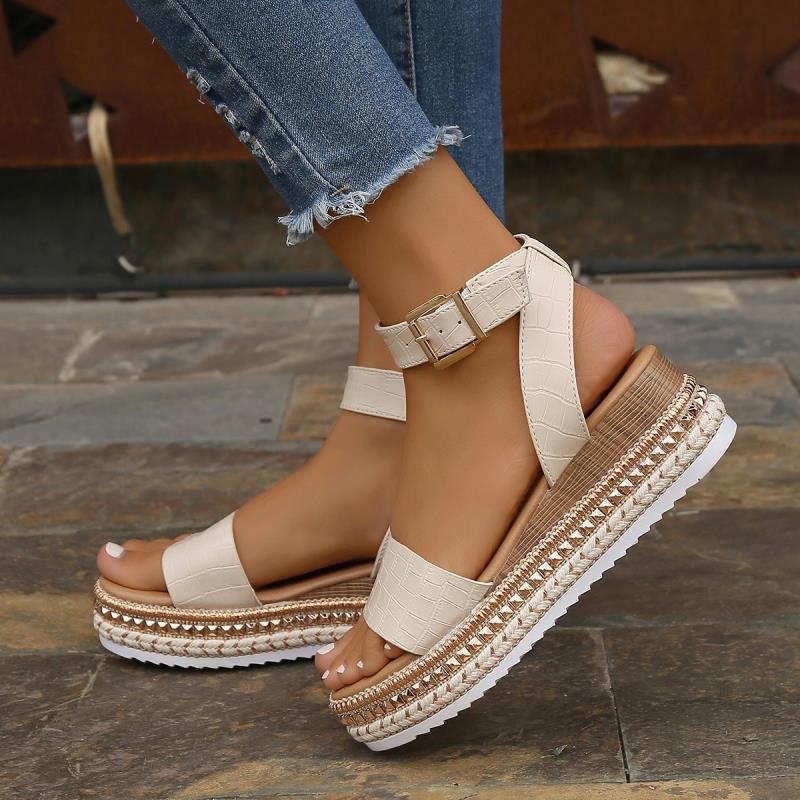 WW | Sommer Sandalen Mit Schnallenriemen Und Plateau