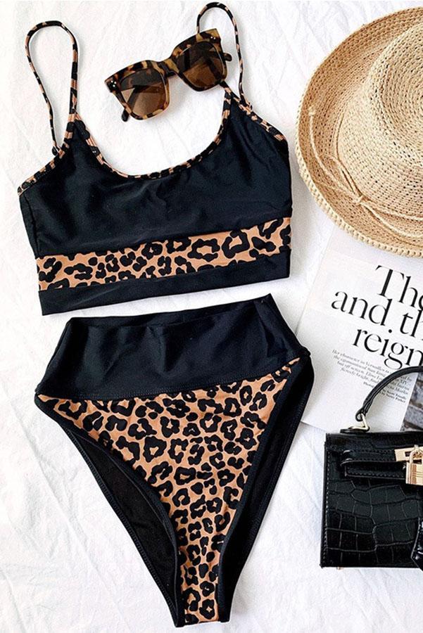 WW Bikini mit Schlitz und Leopardenmuster