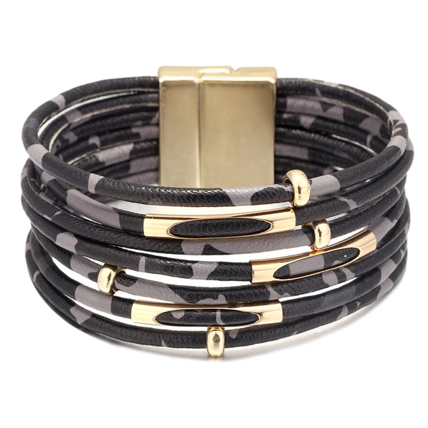 WW | Leoparden Mehrschichtigem Lederarmband
