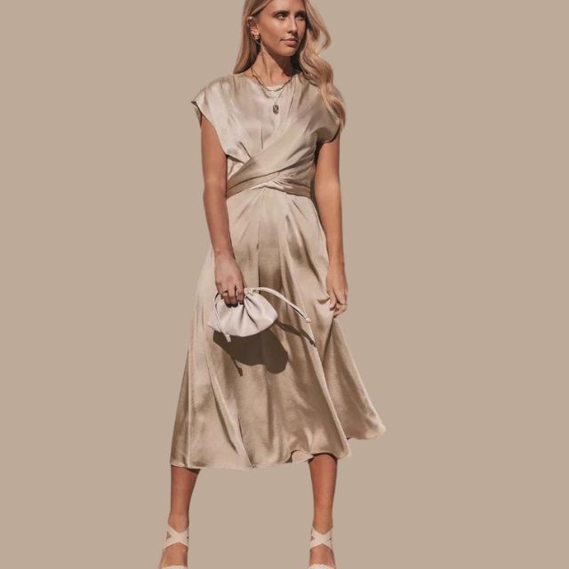 WW | Wickel-Midikleid mit Kappenärmeln