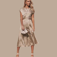 WW | Wickel-Midikleid mit Kappenärmeln
