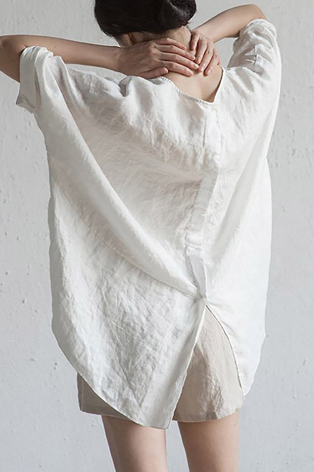 WW | stilvolle Strickjacke aus japanischer Leinen - Halbärmel und runder Ausschnitt