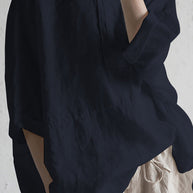 WW | stilvolle Strickjacke aus japanischer Leinen - Halbärmel und runder Ausschnitt