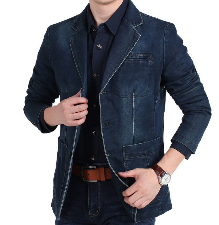 W&W Mode | Herren Denim Baumwolle Blazerjacke